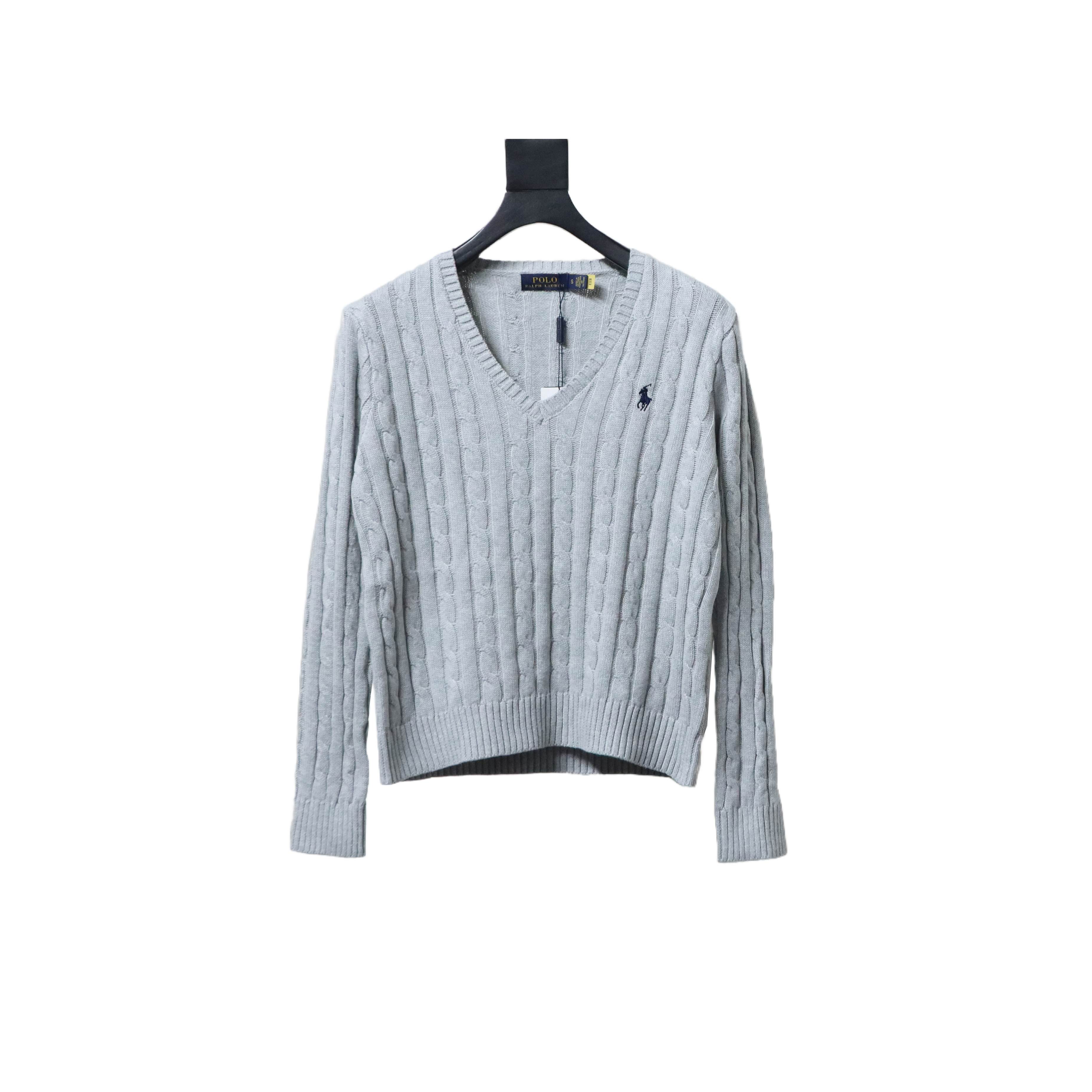 Ralph Lauren 25FW Small Label Knit Sweetheart Neck Sweater Grey