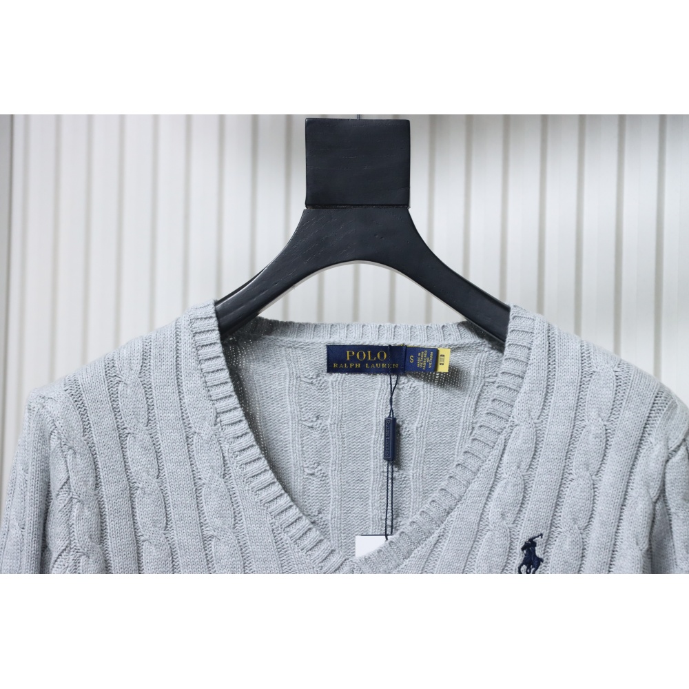 Ralph Lauren 25FW Small Label Knit Sweetheart Neck Sweater Grey