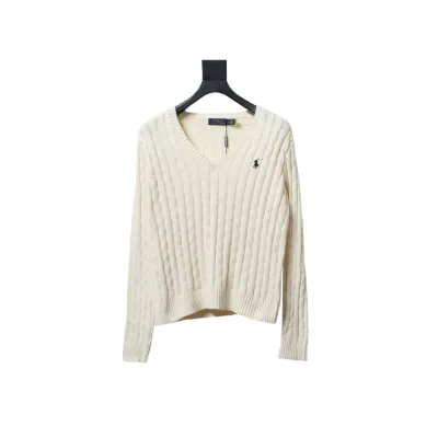 Ralph Lauren 25FW Small Label Knit Sweetheart Neck Sweater White 01