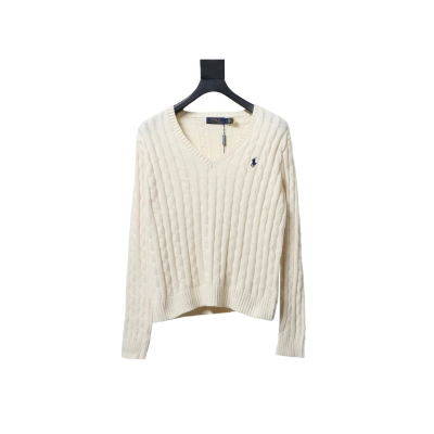 Ralph Lauren 25FW Small Label Knit Sweetheart Neck Sweater White 01