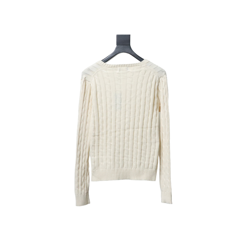 Ralph Lauren 25FW Small Label Knit Sweetheart Neck Sweater White