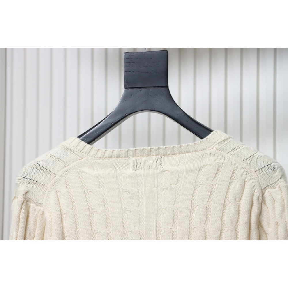 Ralph Lauren 25FW Small Label Knit Sweetheart Neck Sweater White