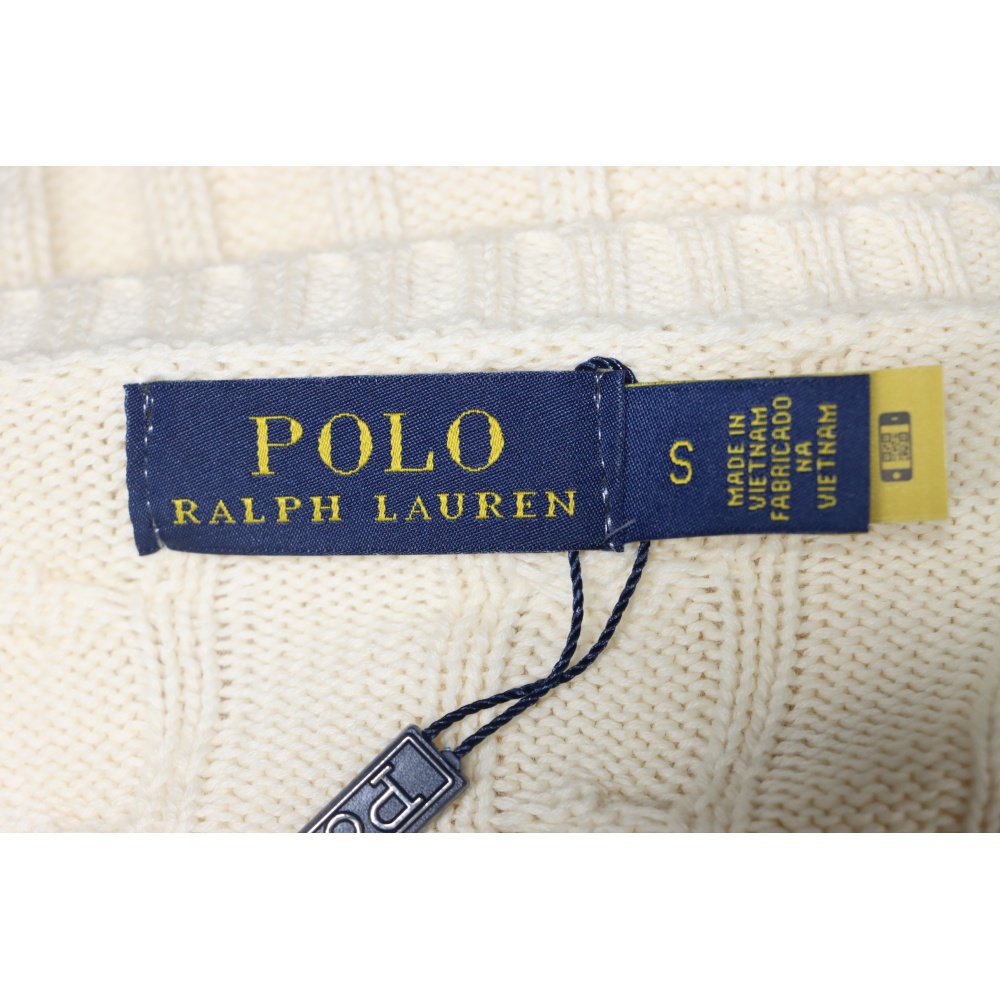 Ralph Lauren 25FW Small Label Knit Sweetheart Neck Sweater White