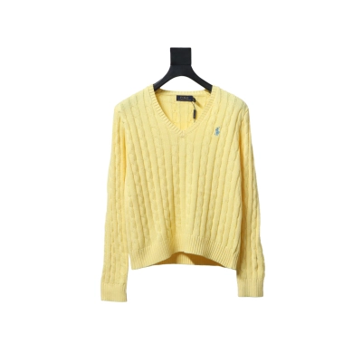Ralph Lauren 25FW Small Label Knit Sweetheart Neck Sweater Yellow 01