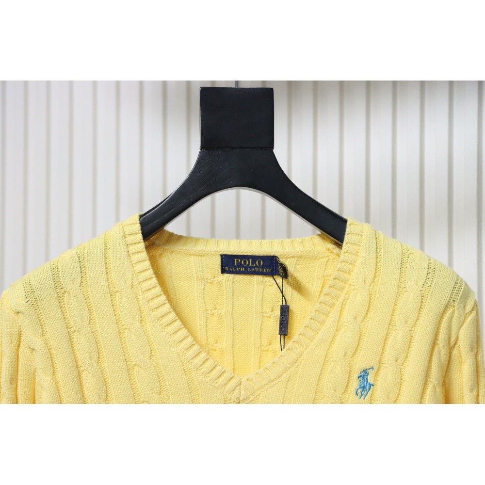 Ralph Lauren 25FW Small Label Knit Sweetheart Neck Sweater Yellow