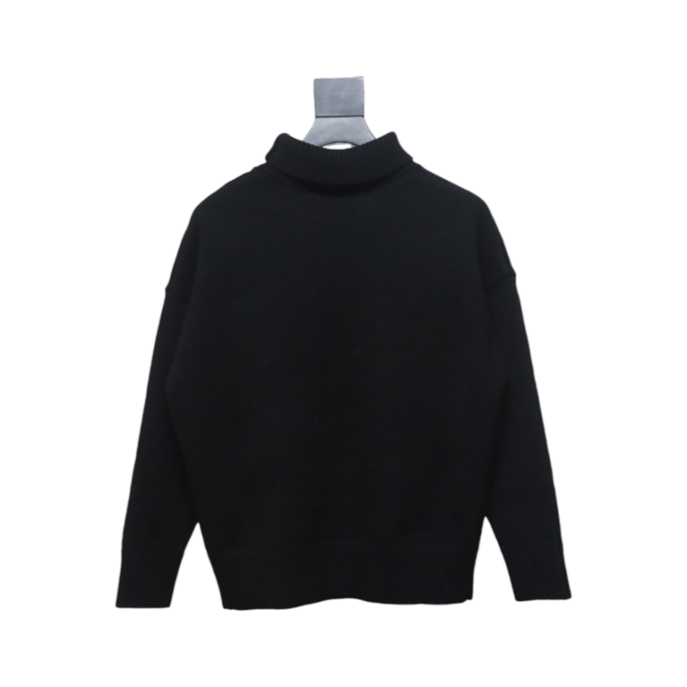 Ami 23Fw Heart Jacquard Turtleneck Sweater Black