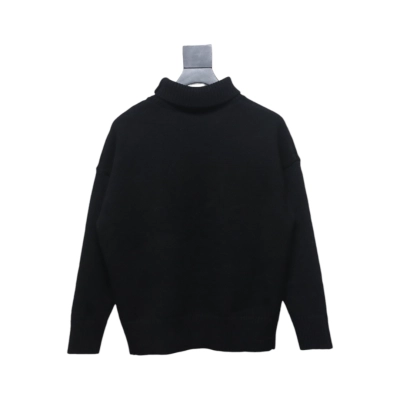 Ami 23Fw Heart Jacquard Turtleneck Sweater Black 02