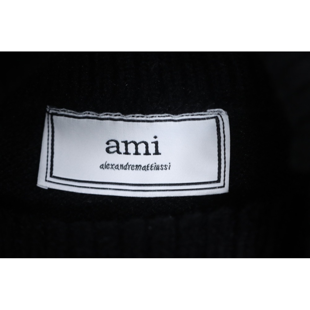Ami 23Fw Heart Jacquard Turtleneck Sweater Black