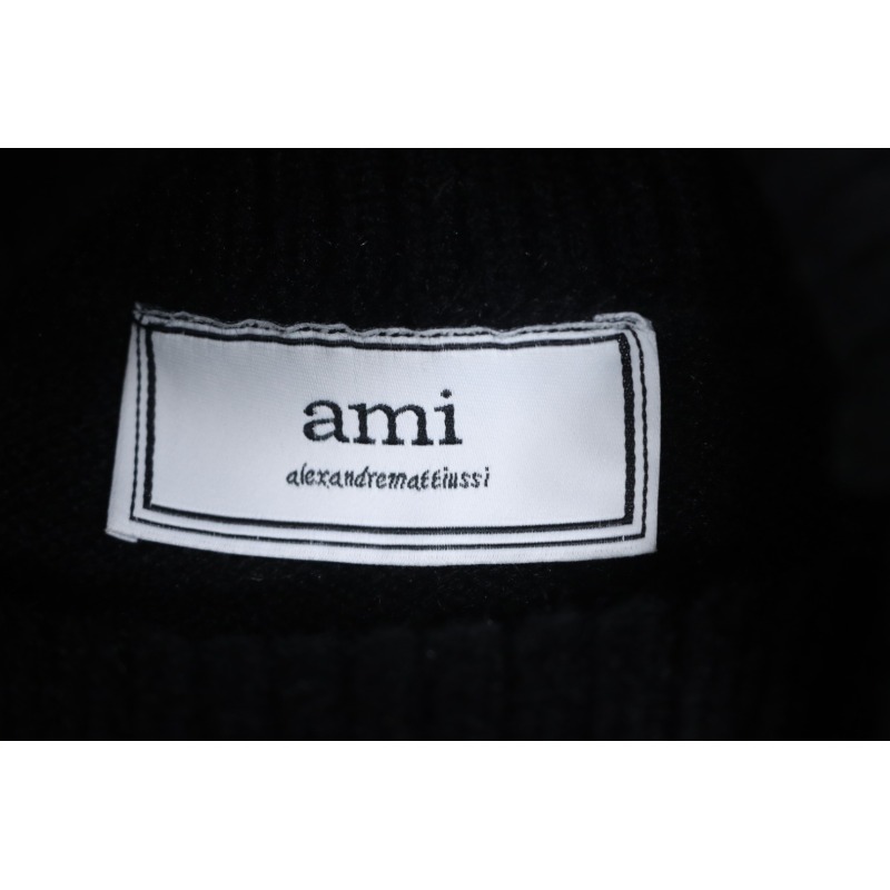 Ami 23Fw Heart Jacquard Turtleneck Sweater Black