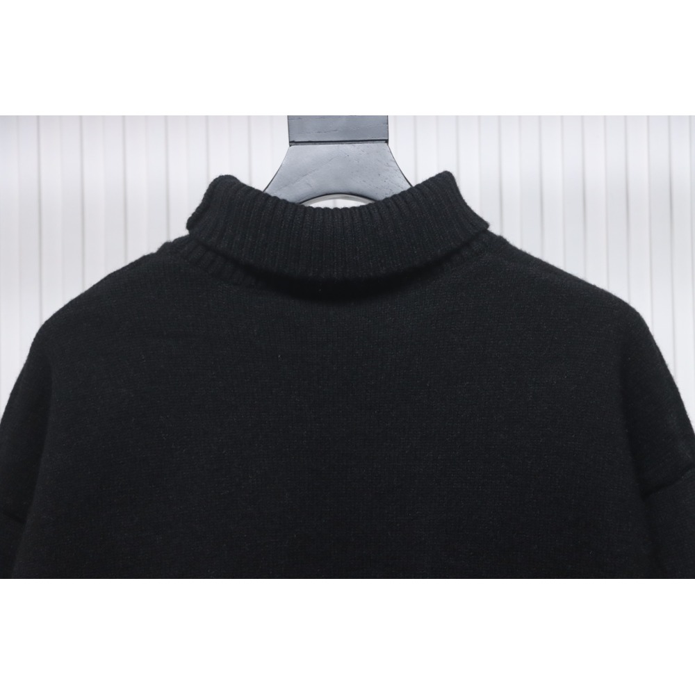 Ami 23Fw Heart Jacquard Turtleneck Sweater Black