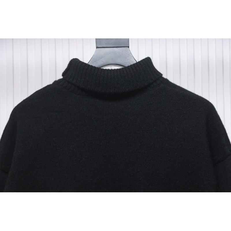 Ami 23Fw Heart Jacquard Turtleneck Sweater Black