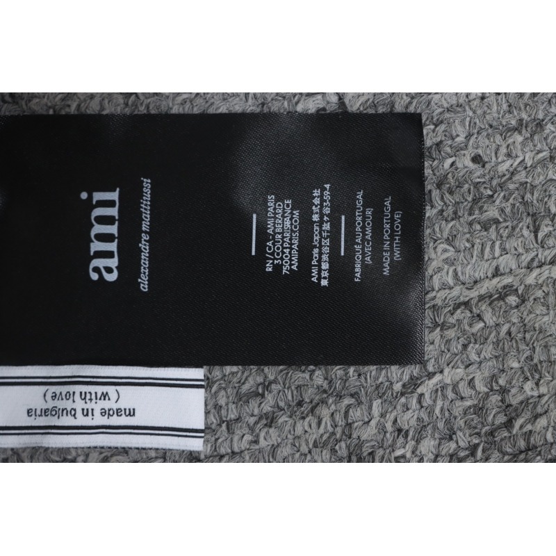 Ami 23Fw Heart Jacquard Turtleneck Sweater Black White