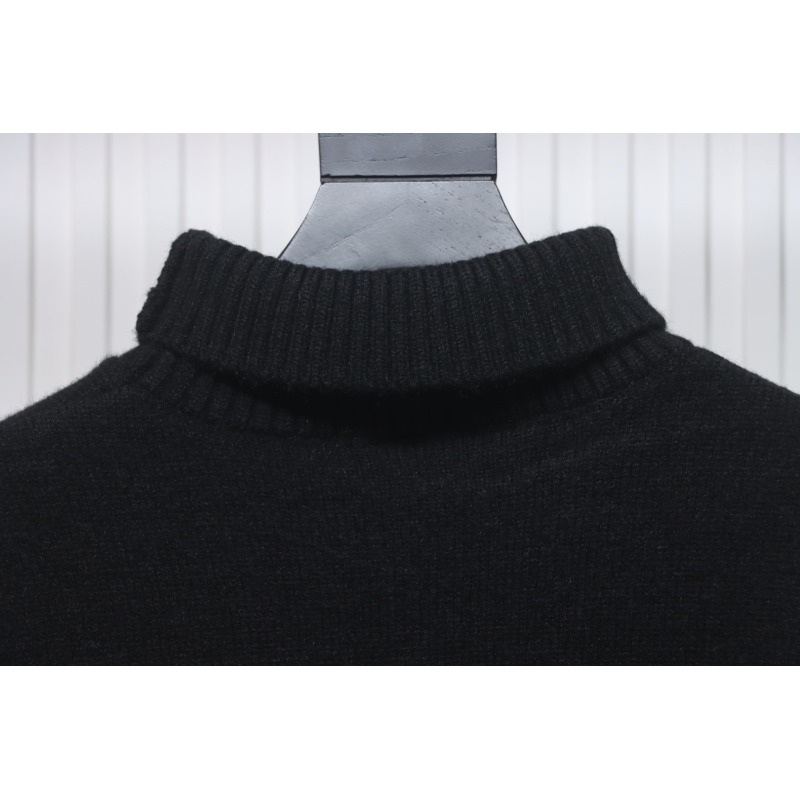 Ami 23Fw Heart Jacquard Turtleneck Sweater Black White