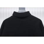 Ami 23Fw Heart Jacquard Turtleneck Sweater Black White