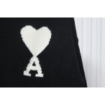 Ami 23Fw Heart Jacquard Turtleneck Sweater Black White