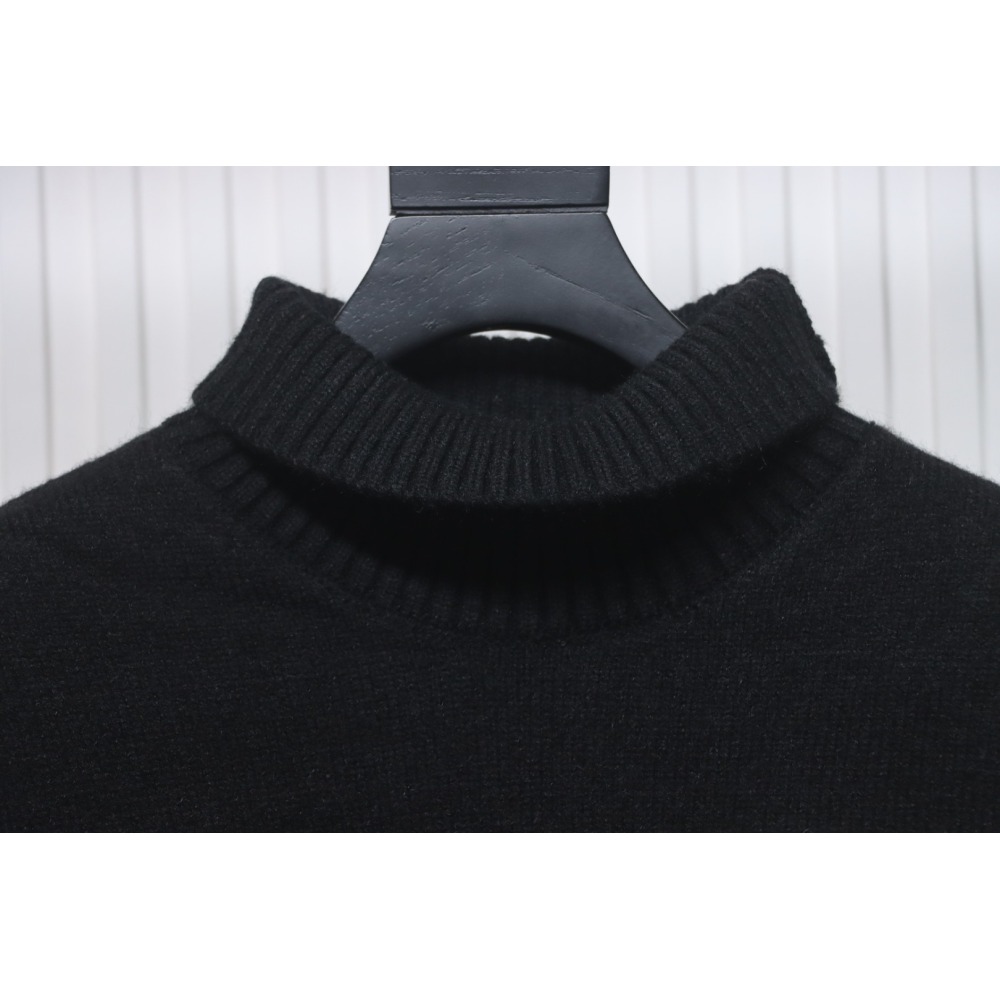 Ami 23Fw Heart Jacquard Turtleneck Sweater Black White