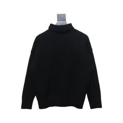 Ami 23Fw Heart Jacquard Turtleneck Sweater Black White 02