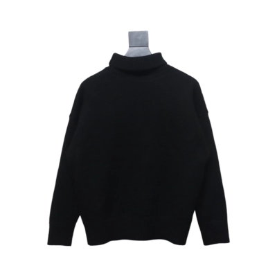 Ami 23Fw Heart Jacquard Turtleneck Sweater Black White 02
