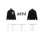 Ami 23Fw Heart Jacquard Turtleneck Sweater Black White