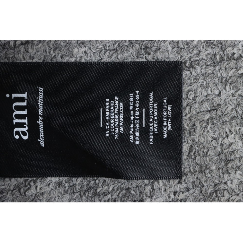 Ami 23Fw Heart Jacquard Turtleneck Sweater Grey