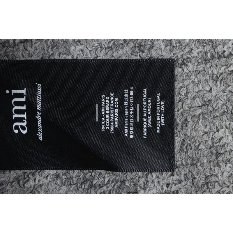 Ami 23Fw Heart Jacquard Turtleneck Sweater Grey