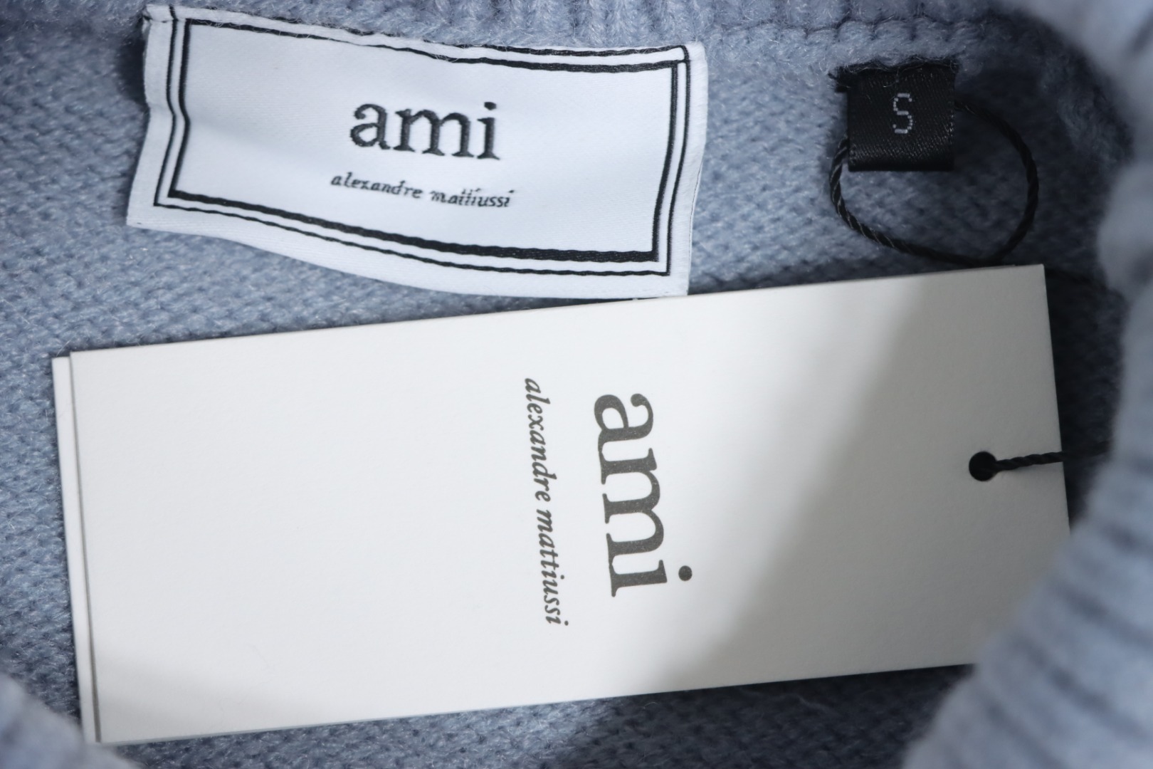 Ami 23Fw Heart Jacquard Turtleneck Sweater Grey