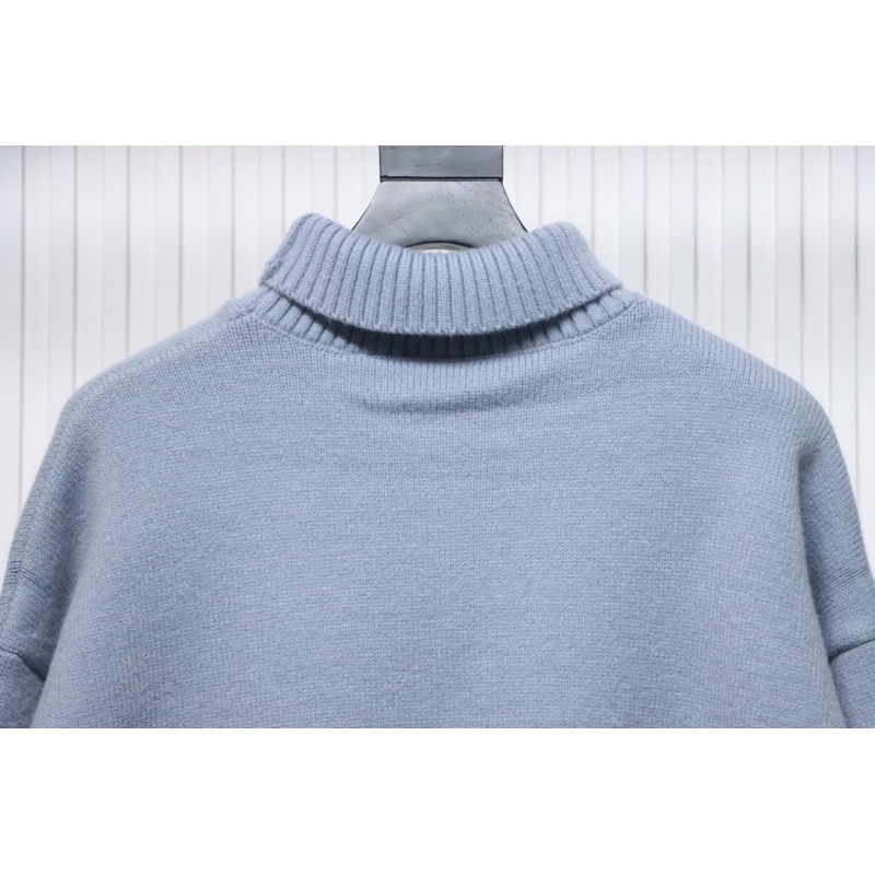 Ami 23Fw Heart Jacquard Turtleneck Sweater Grey