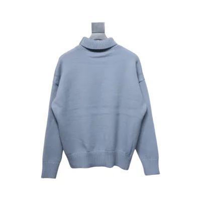 Ami 23Fw Heart Jacquard Turtleneck Sweater Grey 02