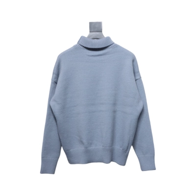 Ami 23Fw Heart Jacquard Turtleneck Sweater Grey 02