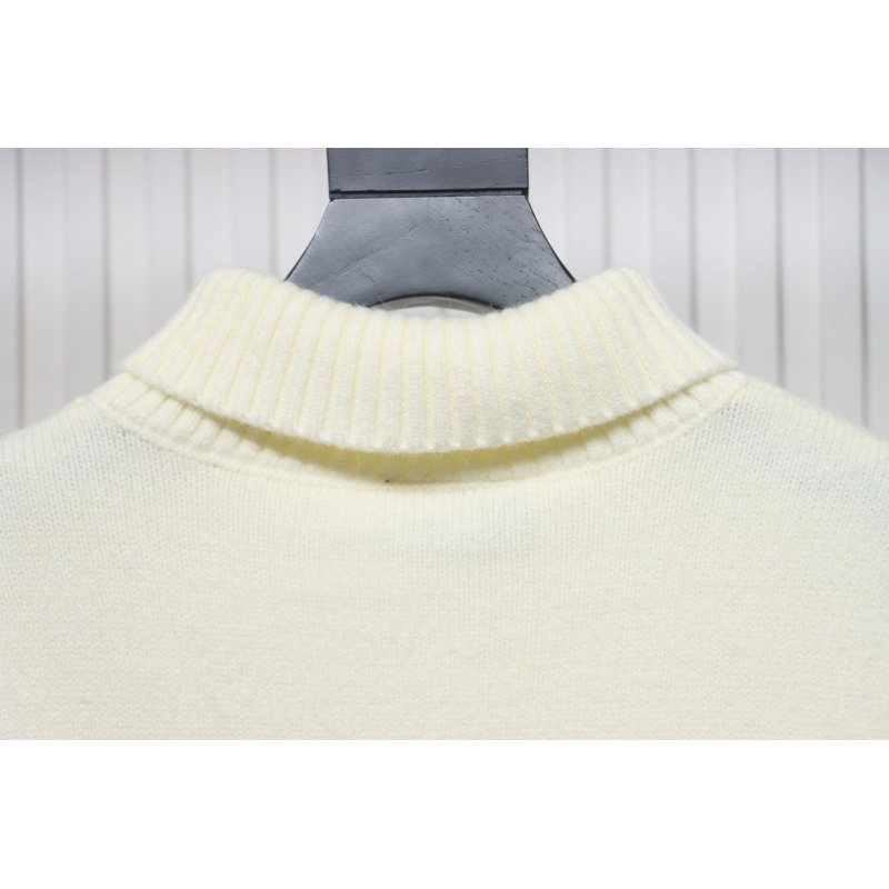 Ami 23Fw Heart Jacquard Turtleneck Sweater White Red
