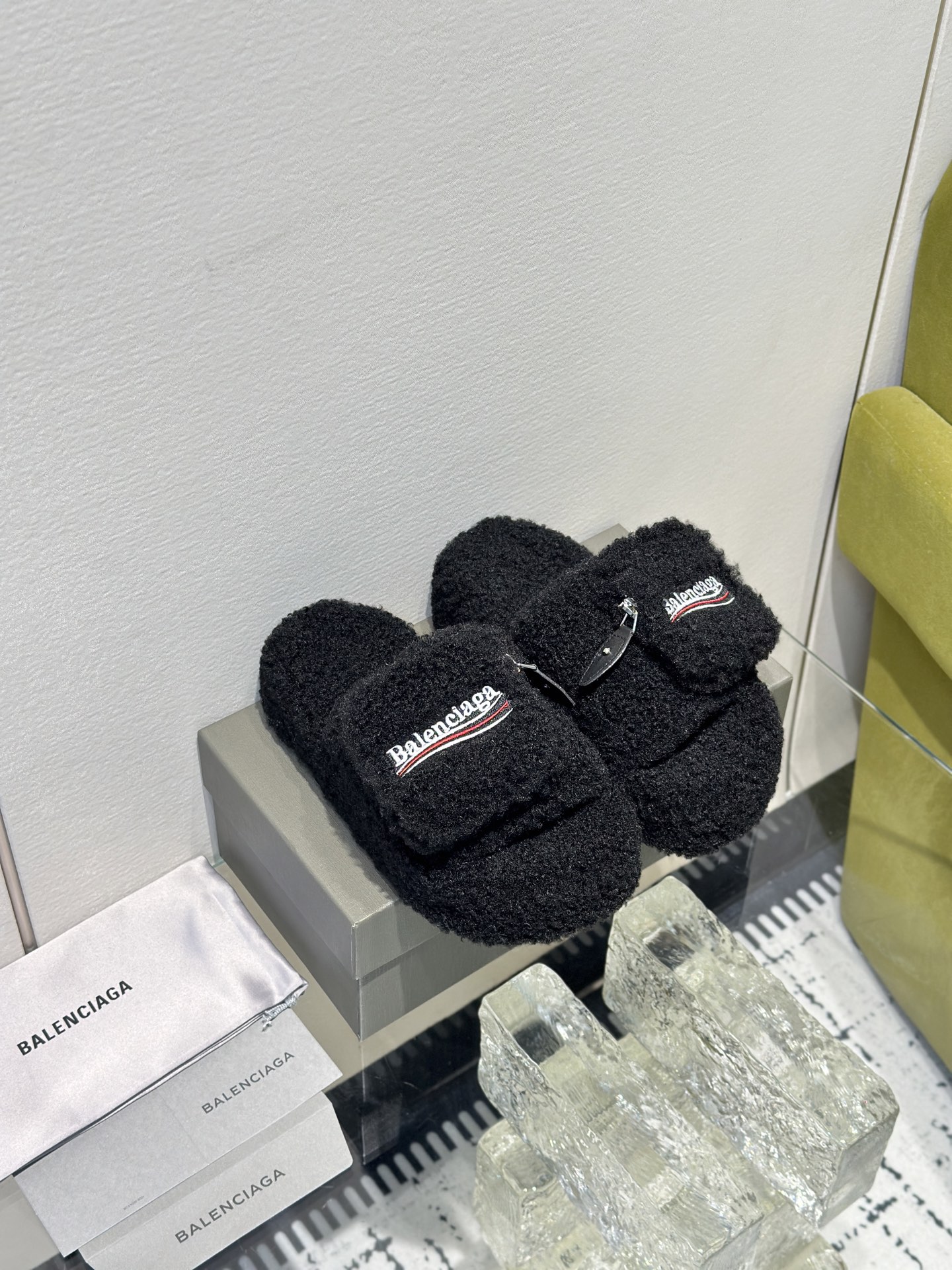 Balenciaga Women's Furry Platform Sandal in Black