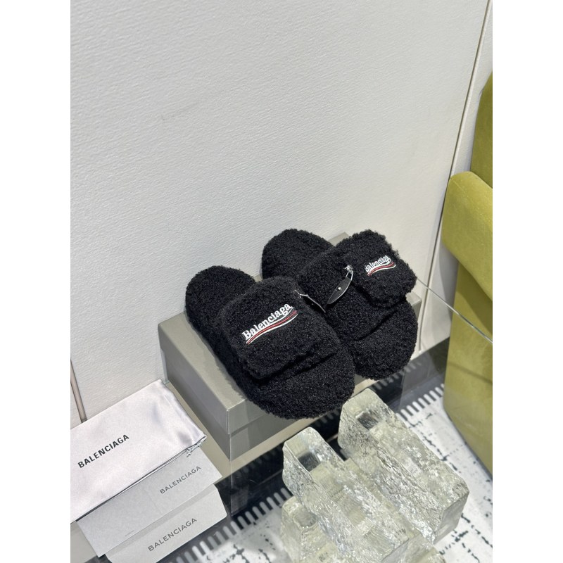 Balenciaga Women's Furry Platform Sandal in Black