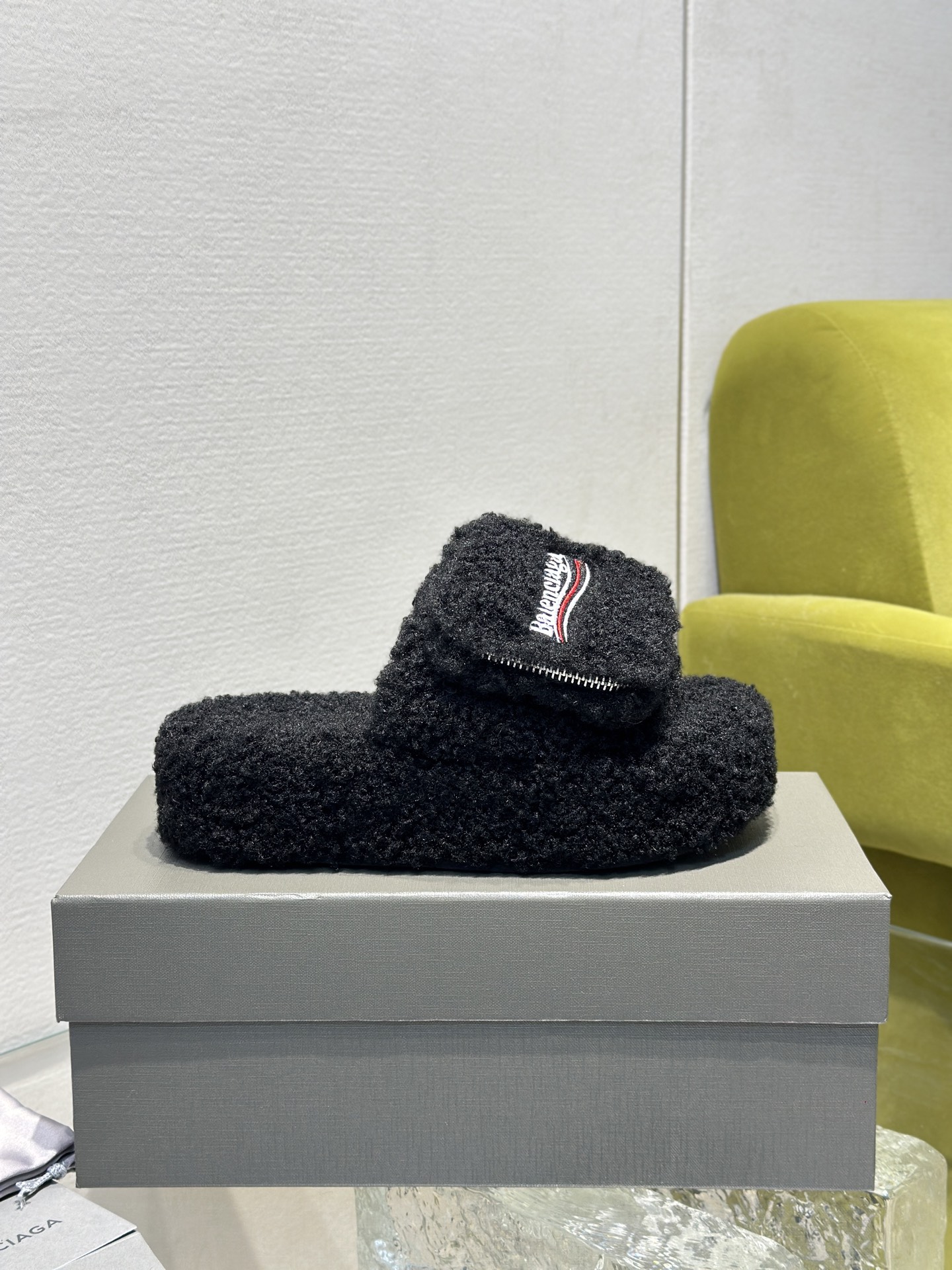 Balenciaga Women's Furry Platform Sandal in Black