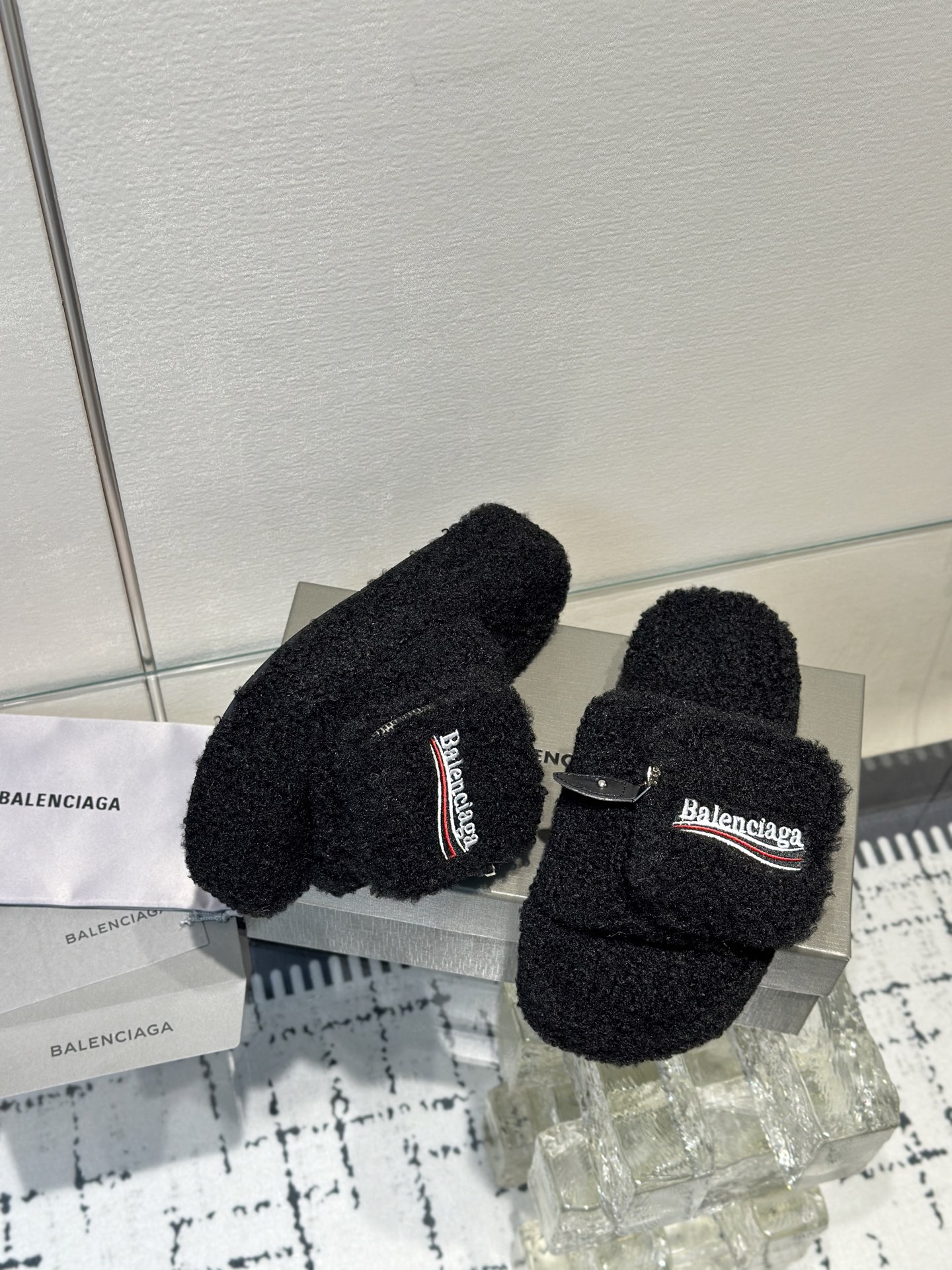 Balenciaga Women's Furry Platform Sandal in Black