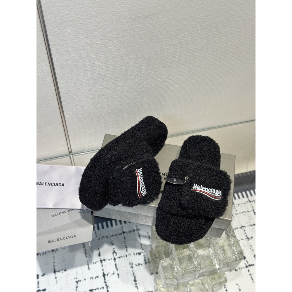 Balenciaga Women's Furry Platform Sandal in Black