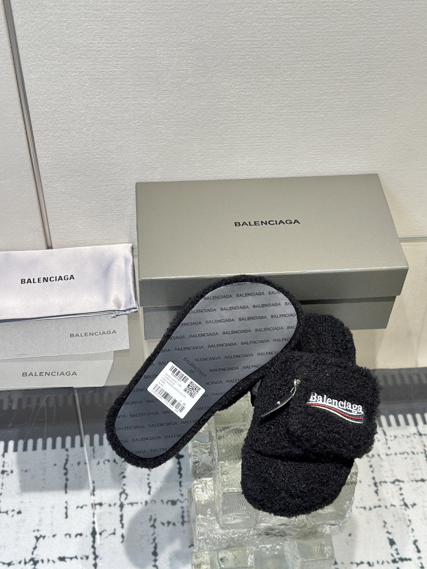 Balenciaga Women's Furry Platform Sandal in Black