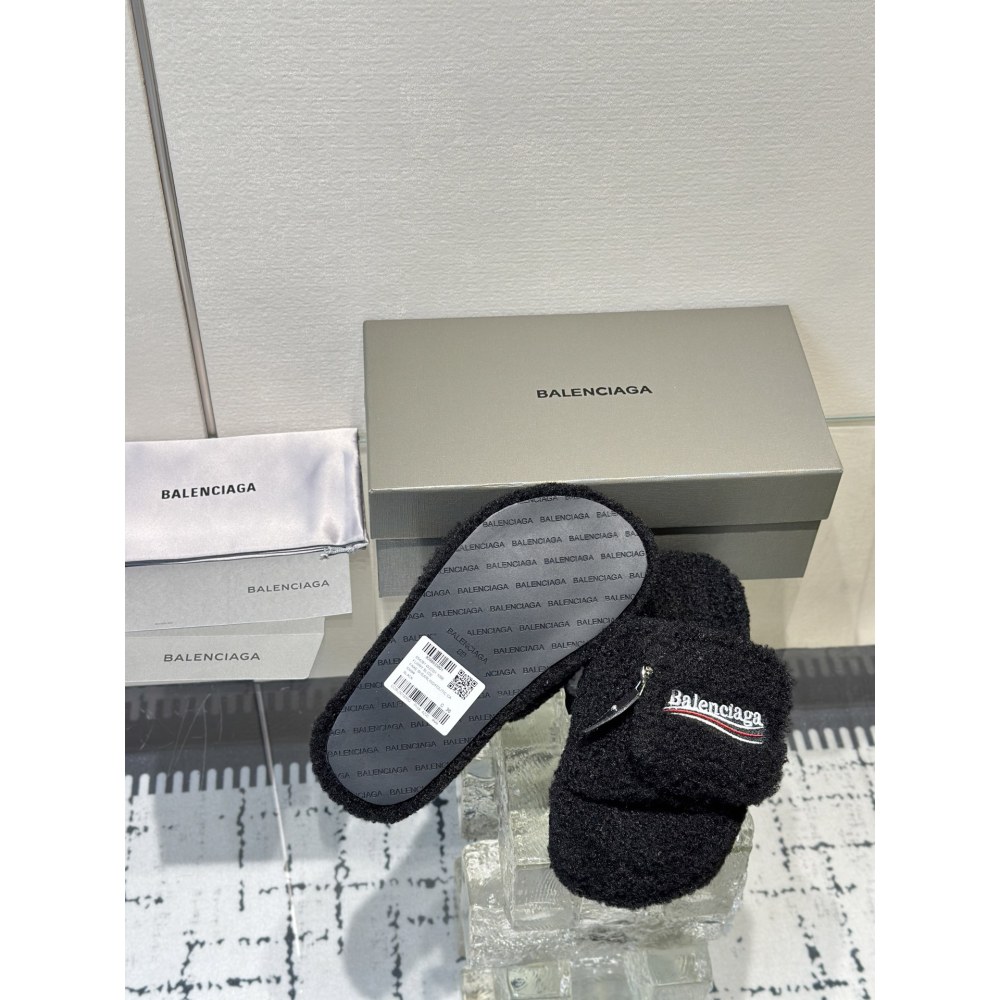 Balenciaga Women's Furry Platform Sandal in Black