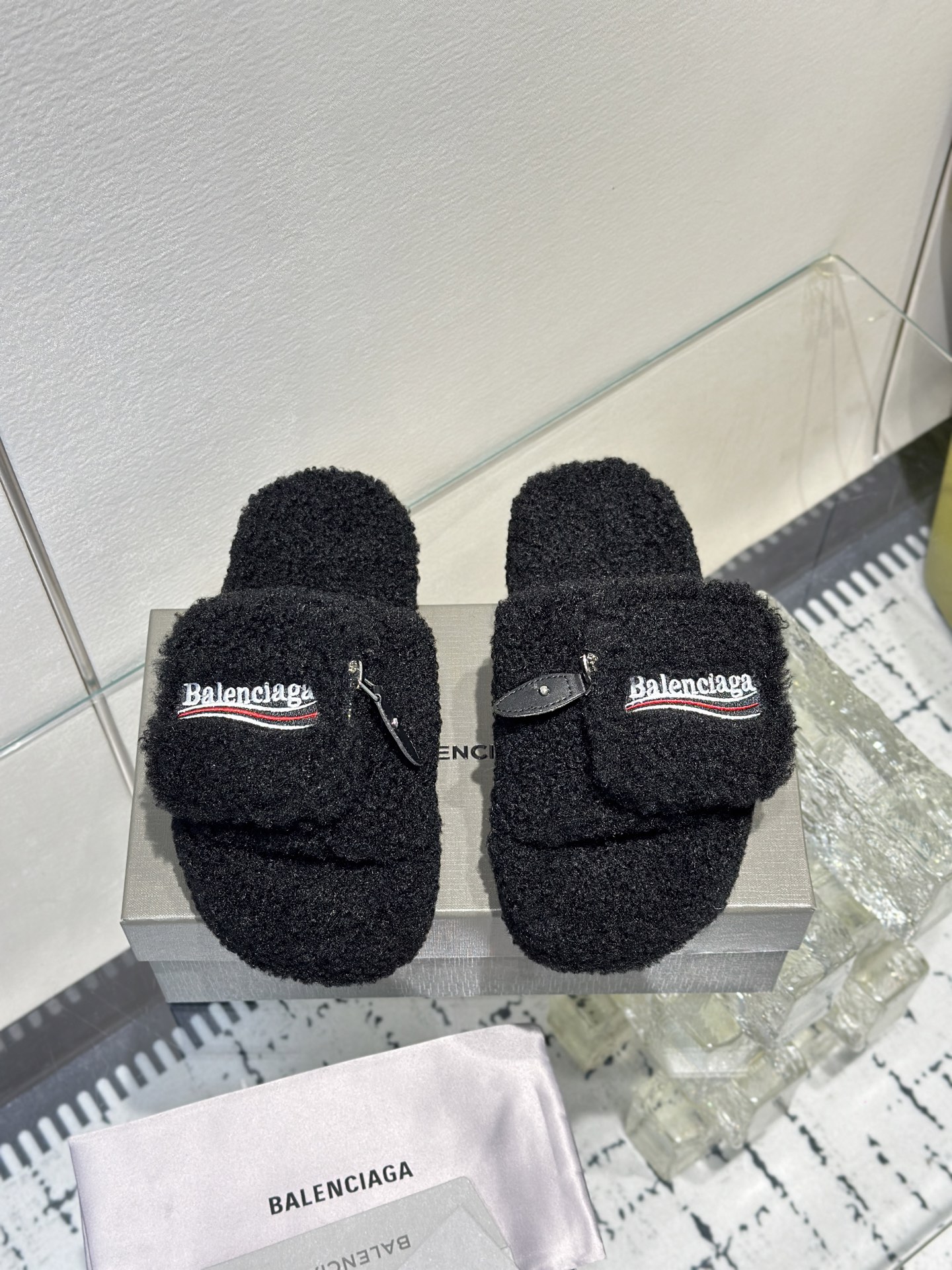 Balenciaga Women's Furry Platform Sandal in Black