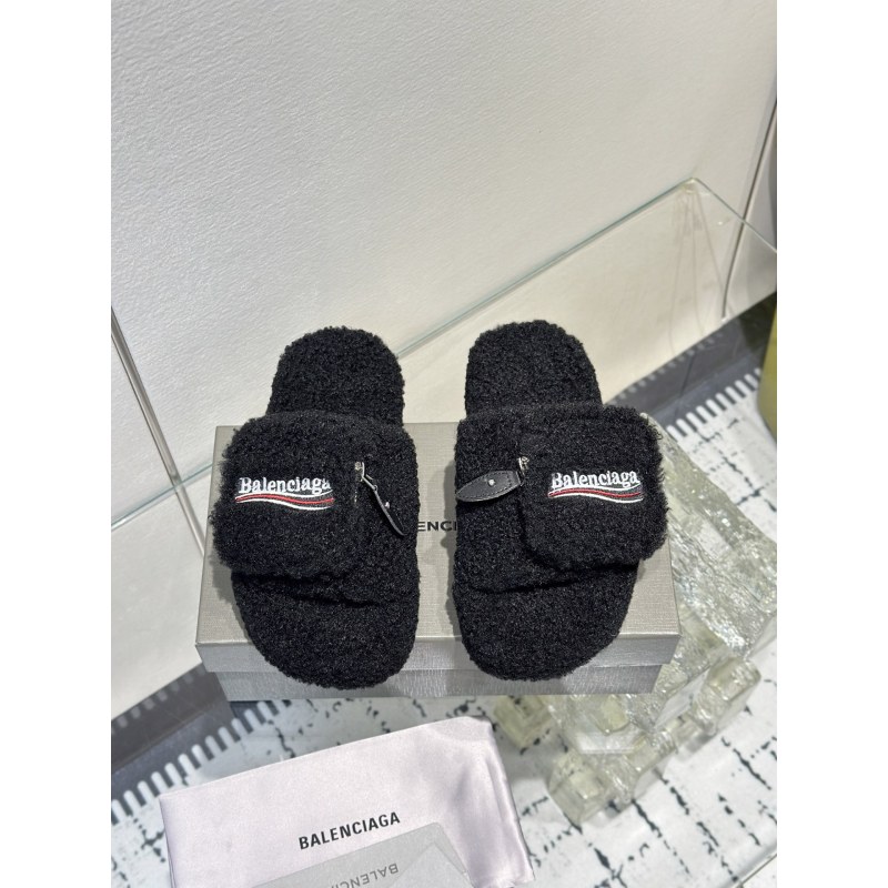Balenciaga Women's Furry Platform Sandal in Black