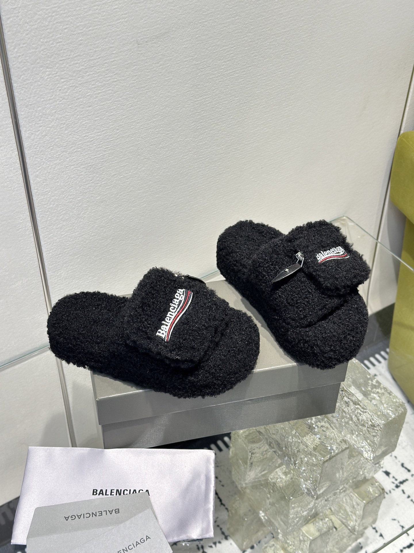 Balenciaga Women's Furry Platform Sandal in Black