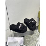 Balenciaga Women's Furry Platform Sandal in Black