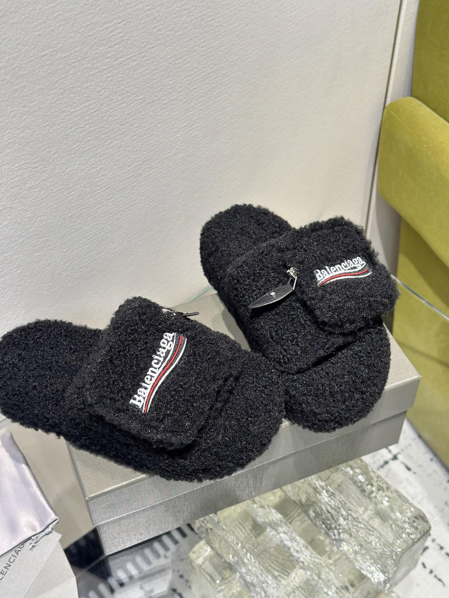 Balenciaga Women's Furry Platform Sandal in Black