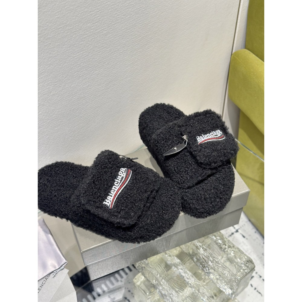 Balenciaga Women's Furry Platform Sandal in Black