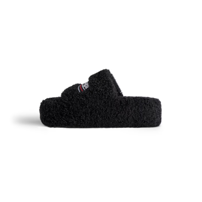 Balenciaga Women's Furry Platform Sandal in Black 01