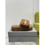 Balenciaga Women's Furry Platform Sandal in Brown