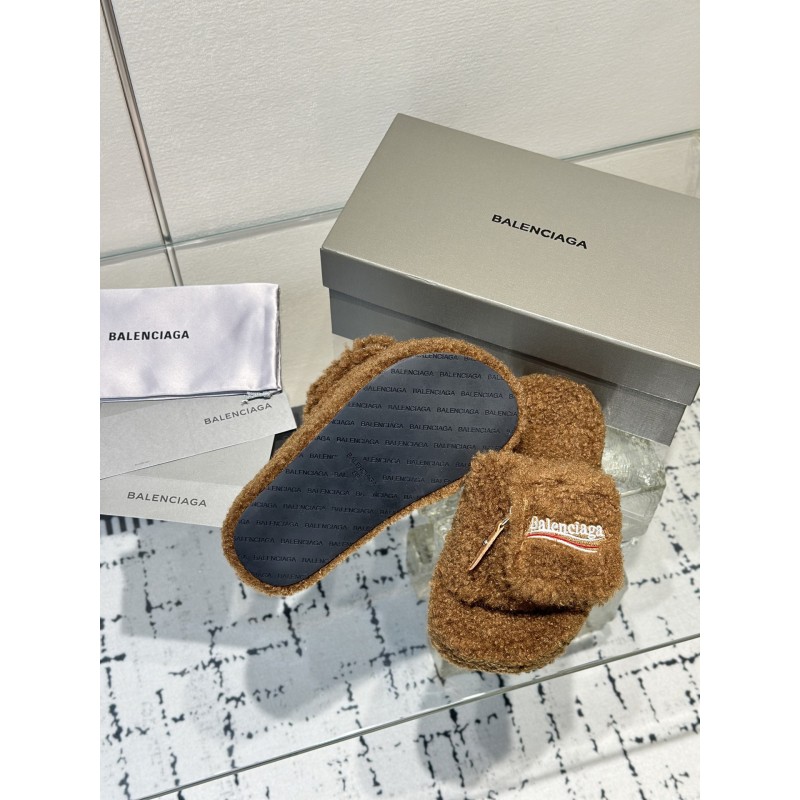 Balenciaga Women's Furry Platform Sandal in Brown