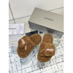 Balenciaga Women's Furry Platform Sandal in Brown