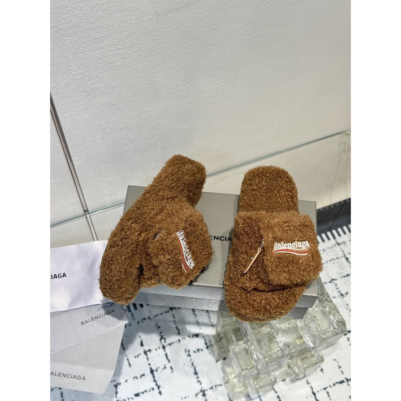 Balenciaga Women's Furry Platform Sandal in Brown