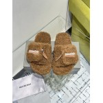 Balenciaga Women's Furry Platform Sandal in Brown