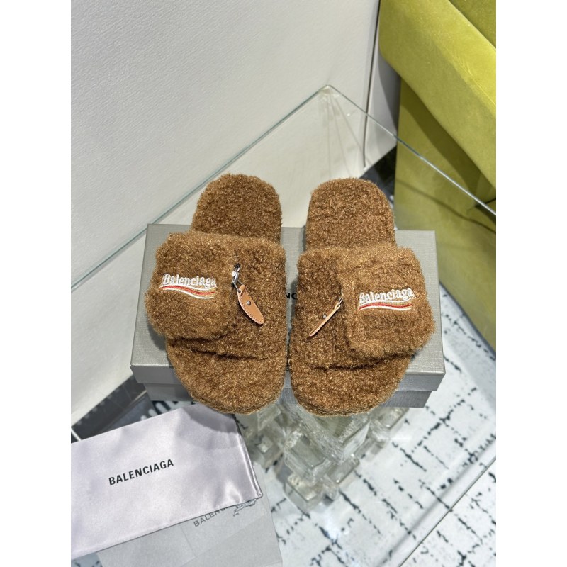 Balenciaga Women's Furry Platform Sandal in Brown
